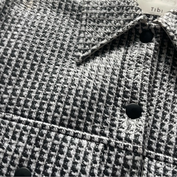Tibi Woven Houndstooth Black White Coated Jacket Pointed Collar Sample - Picture 6 of 15